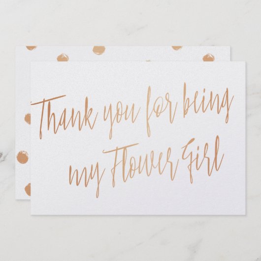 Roos Gold "Bedankt dat je mijn Bloemenmeisje bent" Bedankkaart (Voorkant / Achterkant)