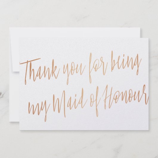 Roos Gold "Bedankt dat je mijn bruidsmeisje bent" Bedankkaart (Voorkant)