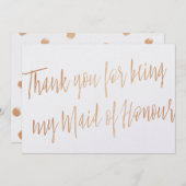 Roos Gold "Bedankt dat je mijn bruidsmeisje bent" Bedankkaart (Voorkant / Achterkant)