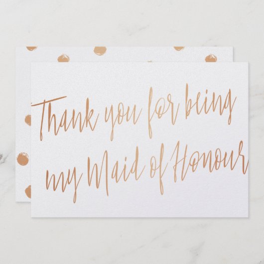 Roos Gold "Bedankt dat je mijn bruidsmeisje bent" Bedankkaart (Voorkant / Achterkant)