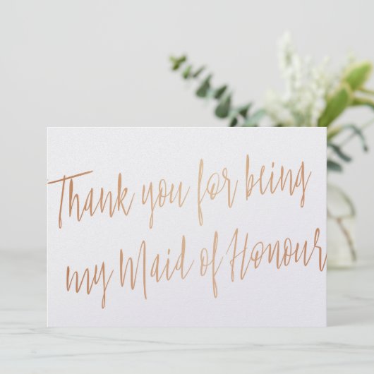 Roos Gold "Bedankt dat je mijn bruidsmeisje bent" Bedankkaart (Staand voorkant)