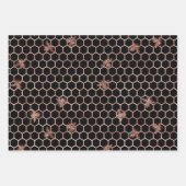 Roos Gold Bee Pattern Inpakpapier Vel (Voorkant 3)