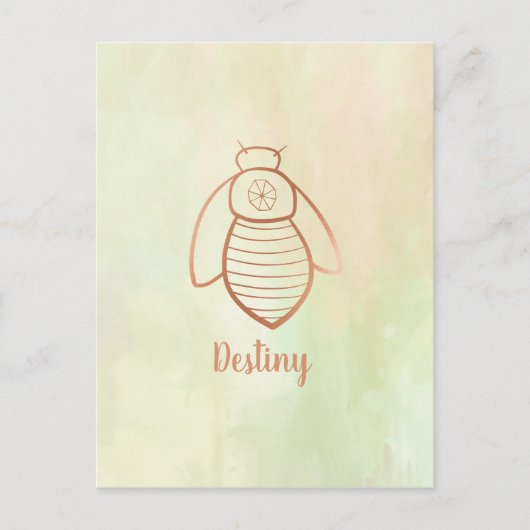 Roos Gold Bee Symbool Briefkaart (Voorkant)