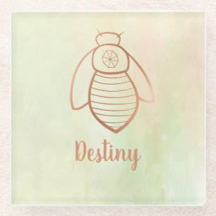 Roos Gold Bee Symbool Glazen Onderzetter