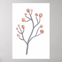 Roos Gold Berry Branch Print