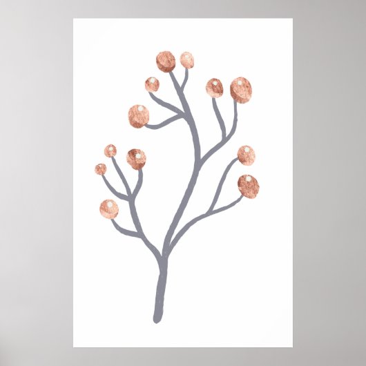 Roos Gold Berry Branch Print (Voorkant)