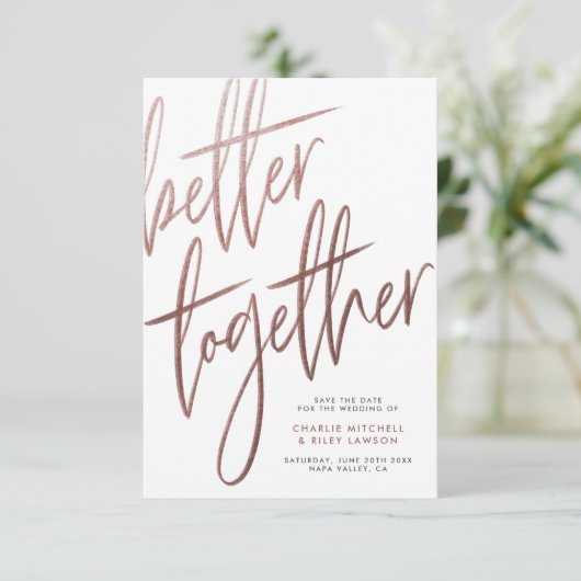 Roos Gold beter samen Moderne opslag datum Save The Date (Staand voorkant)