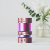 Roos Gold Bin Faux Engraving Font met monogram Visitekaartje (Staand voorkant)