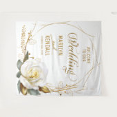 Roos Gold Biologische Bloemen Bruiloft Achtergrond Wandkleed (Voorkant (horizontaal))