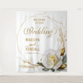 Roos Gold Biologische Bloemen Bruiloft Achtergrond Wandkleed (Voorkant)