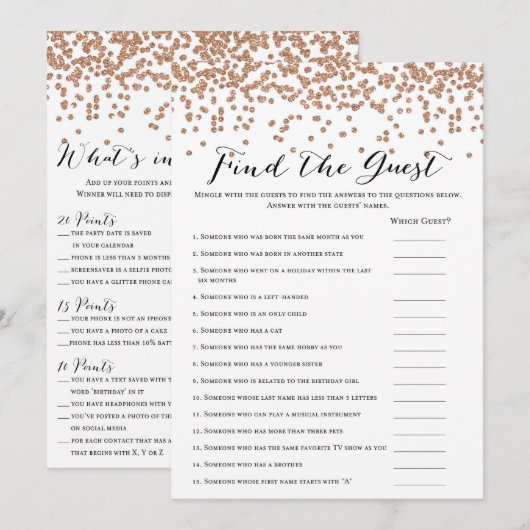 Roos Gold Birthday Games x2 Kaart (Voorkant / Achterkant)