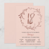 Roos Gold Birthday Girls 18e verjaardag Kaart (Voorkant / Achterkant)