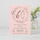 Roos Gold Birthday Girls 60e verjaardag Kaart (Staand voorkant)