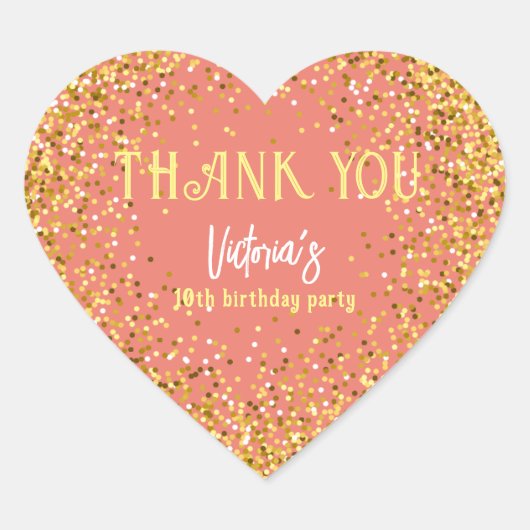 Roos Gold Birthday Party Hartelijk dank voor uw ha Hart Sticker (Voorkant)