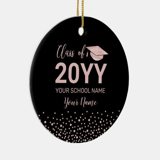 Roos Gold & Black 2022 Afstuderen kerstcadeau Keramisch Ornament (Rechts)