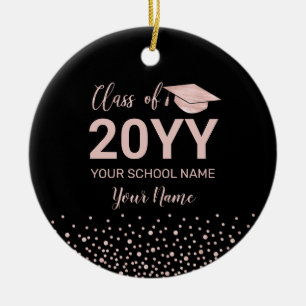 Roos Gold & Black 2022 Afstuderen kerstcadeau Keramisch Ornament