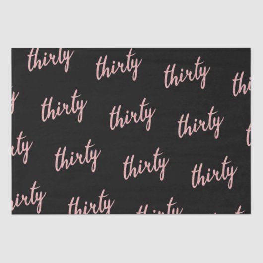 Roos Gold Black 30 verjaardag Glitter "Dertig" Tissuepapier (Voorkant)