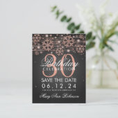 Roos Gold Black 30th Birthday Save Date Winter Kaart (Staand voorkant)