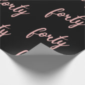 Roos Gold Black 40-jarige feestdag Glitter "40" Cadeaupapier (Hoek)