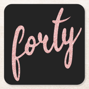 Roos Gold Black 40-jarige feestdag Glitter "40" Kartonnen Onderzetters