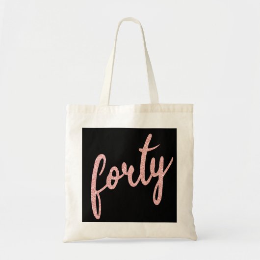 Roos Gold Black 40-jarige feestdag Glitter "40" Tote Bag (Voorkant)