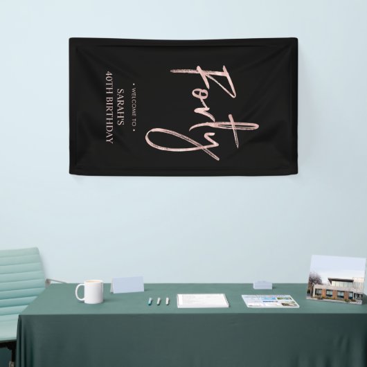 Roos Gold & Black 40 Welkomstbanner op feestdag Spandoek (Beurs)