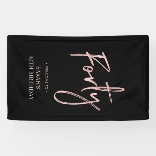 Roos Gold & Black 40 Welkomstbanner op feestdag Spandoek (Horizontaal)