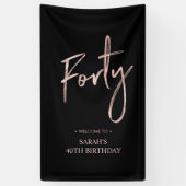 Roos Gold & Black 40 Welkomstbanner op feestdag Spandoek (Verticaal)