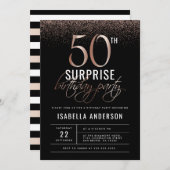Roos Gold & Black 50e verrassingsverjaardagsfeestj Kaart (Voorkant / Achterkant)