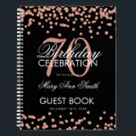 Roos Gold Black 70th Birthday Guestbook Confetti Notitieboek<br><div class="desc">Een elegante 70e Birthday Party Guest Book-sjabloon met Roos Gold Glitter Confetti op zwart design en eenvoudig aan te passen tekst.</div>