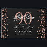 Roos Gold Black 90th Birthday Glitter Confetti Gastenboek<br><div class="desc">Elegant 90th Birthday Roos Gold Glitter Confetti Black sjabloon.</div>