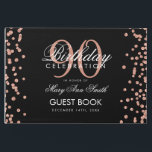 Roos Gold Black 90th Birthday Glitter Confetti Gastenboek<br><div class="desc">Elegant 90th Birthday Roos Gold Glitter Confetti Black sjabloon.</div>