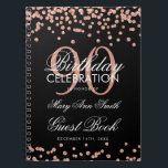 Roos Gold Black 90th Birthday Guest Book Confetti Notitieboek<br><div class="desc">Elegant 90th Birthday Party Roos Gold Glitter Confetti op zwarte sjabloon. Eenvoudig te gebruiken en eenvoudig aan te passen. Bestel vandaag nog!</div>