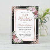 Roos Gold Black Blush Pink Roses 80ste verjaardag Kaart (Staand voorkant)