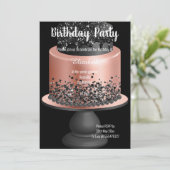 ROOS GOLD BLACK CAKE 2 BIRTHDAY INVITATIE KAART (Staand voorkant)