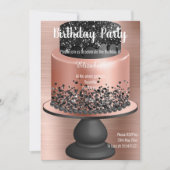 ROOS GOLD BLACK CAKE BIRTHDAY INVITATIE 2 KAART (Voorkant)