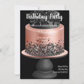 ROOS GOLD BLACK CAKE BIRTHDAY INVITATION KAART (Voorkant)