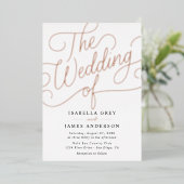 Roos Gold Black Calligraphy Script Wedding Folie Uitnodiging (Staand Voorkant)