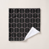 Roos Gold & Black Chic Hexagon Geometrische Glam Bad Handdoek (Wasdoekje)