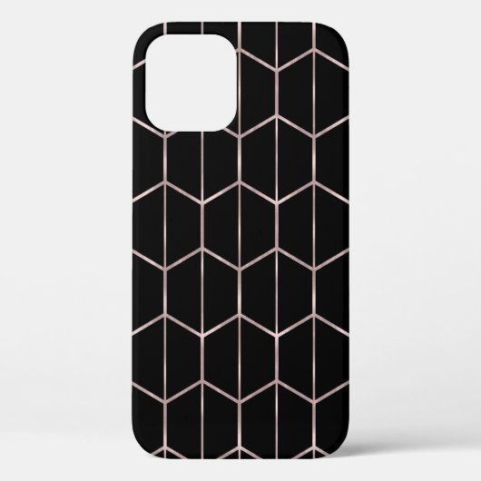 Roos Gold & Black Chic Hexagon Geometrische Glam Case-Mate iPhone Case (Achterkant)