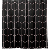 Roos Gold & Black Chic Hexagon Geometrische Glam Douchegordijn (Voorkant)