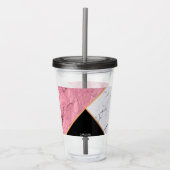 Roos Gold Black en White Marble Pattern Acryl Drinkbeker (Voorkant)