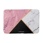 Roos Gold Black en White Marble Pattern Badmat (Voorkant)