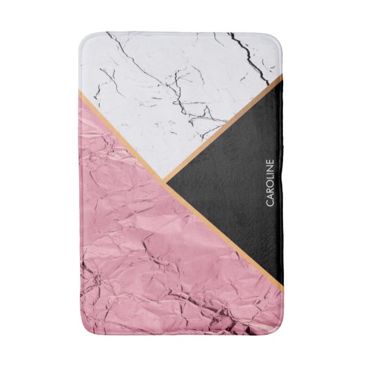 Roos Gold Black en White Marble Pattern Badmat (Voorkant Verticaal)