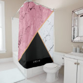 Roos Gold Black en White Marble Pattern Douchegordijn (In situ)
