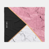 Roos Gold Black en White Marble Pattern Fleece Deken (Voorkant (Horizontaal))