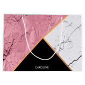 Roos Gold Black en White Marble Pattern Groot Cadeauzakje (Achterkant)