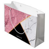 Roos Gold Black en White Marble Pattern Groot Cadeauzakje (Achterkant Gekanteld)