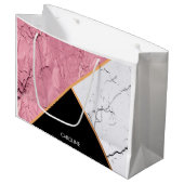 Roos Gold Black en White Marble Pattern Groot Cadeauzakje (Voorkant Gekanteld)
