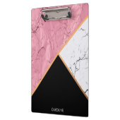 Roos Gold Black en White Marble Pattern Klembord (Links)